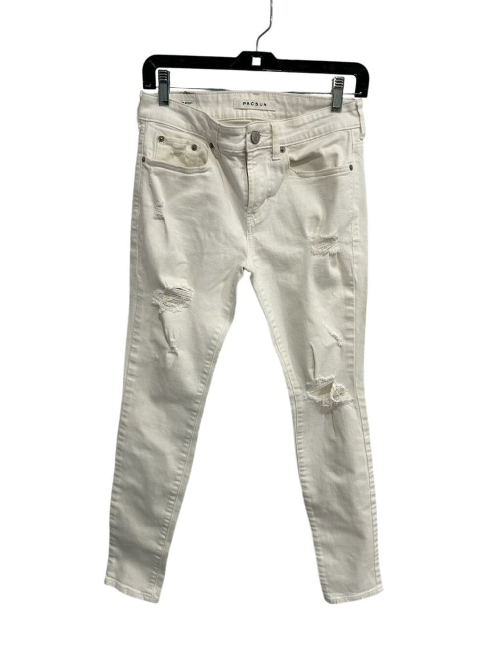 Pacsun 28x30 White Stacked Skinny Distressed Jeans Denim Pants Y2K Grungecore